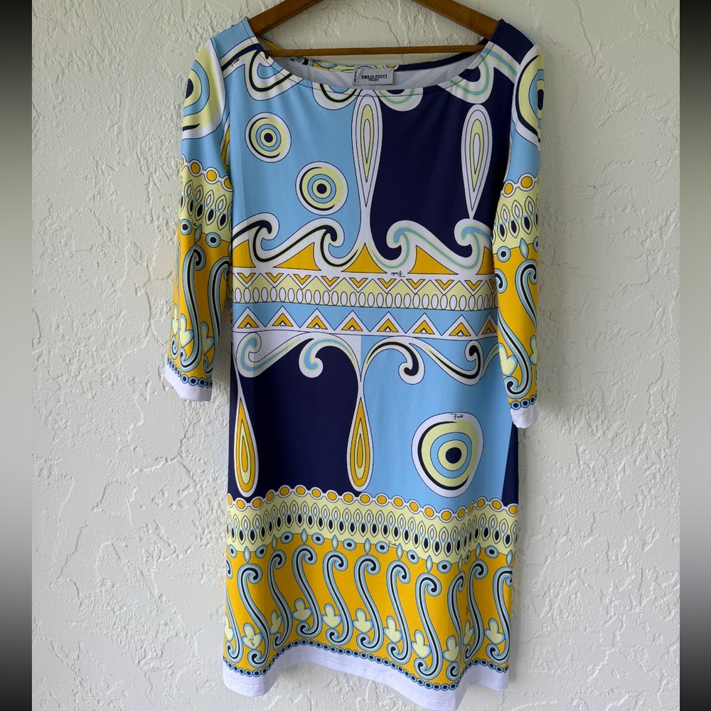 Emilio Pucci Iconic geometric origami pattern Cocktail Dress sz M - Picture 2 of 5